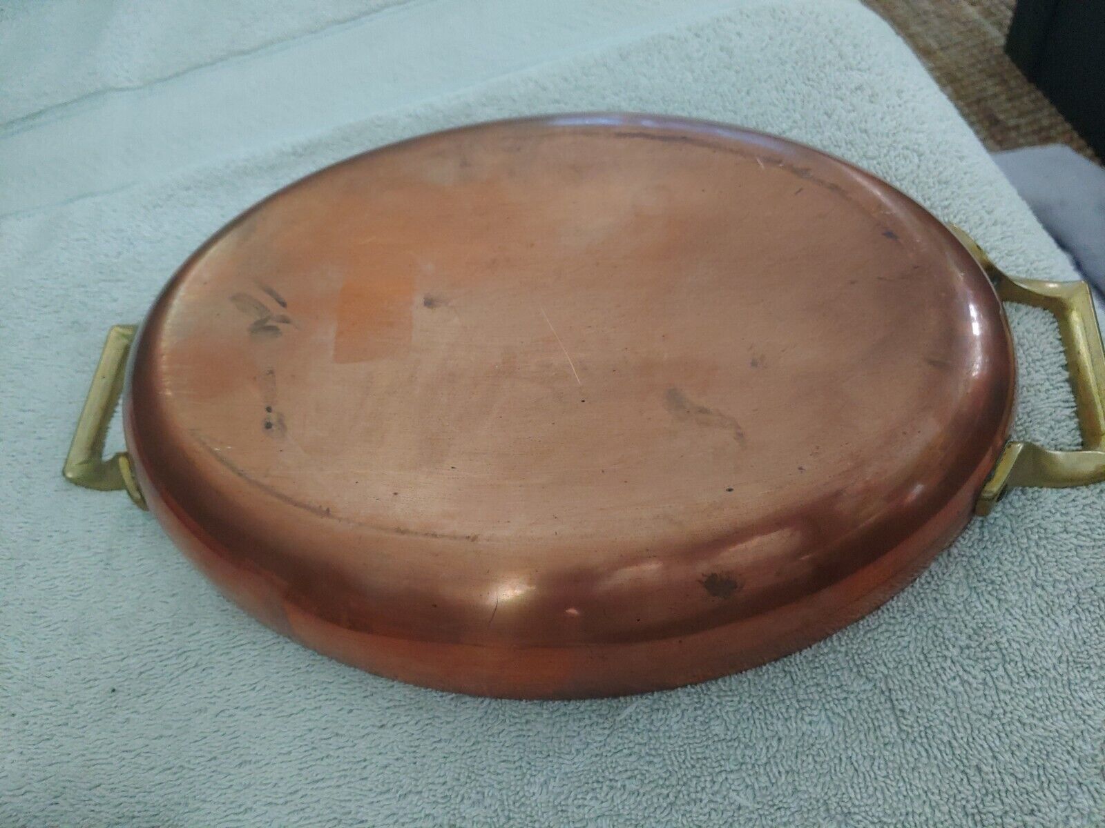 Vintage copper 12 inch au gratin pan 