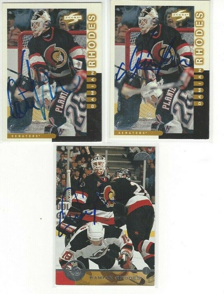  1997-98 Score #16 Damian Rhodes Signed Hockey Card Ottawa Senators