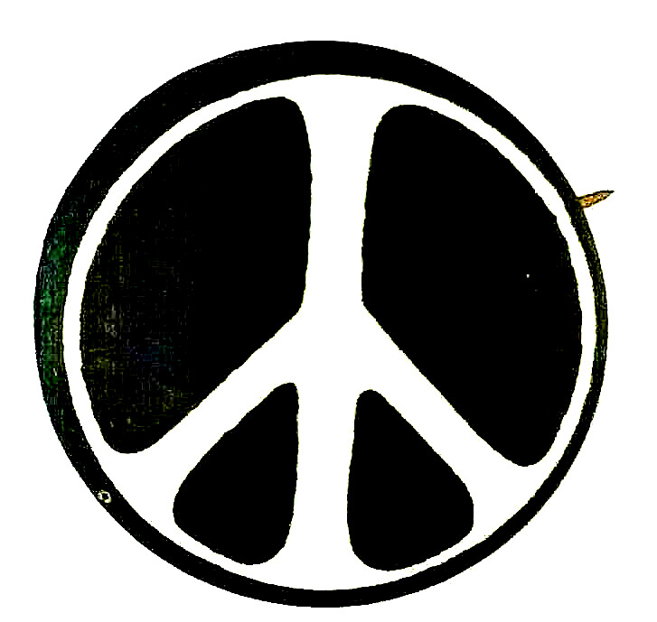 PEACE SIGN BUTTON  - An ORIGINAL 1964 Peace Symbol Demonstration Button: WHITE