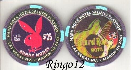 Hard Rock Casino Las Vegas Nevada $25 Playboy Chip from 2001 -  Uncirculated 500