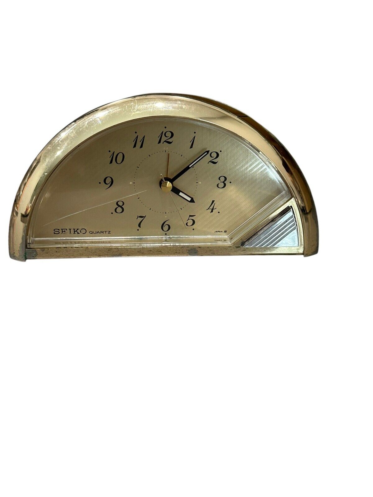 Hollywood Regency Brass Table Clock By SEIKO, Vintage From The 70s