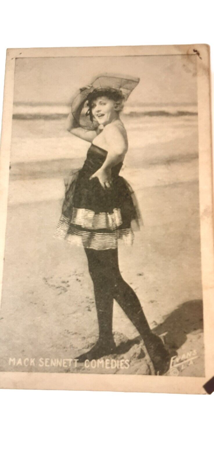 Mack Sennett Bathing Beauty Girl RPPC Real Photo 1920's Beach Flirting