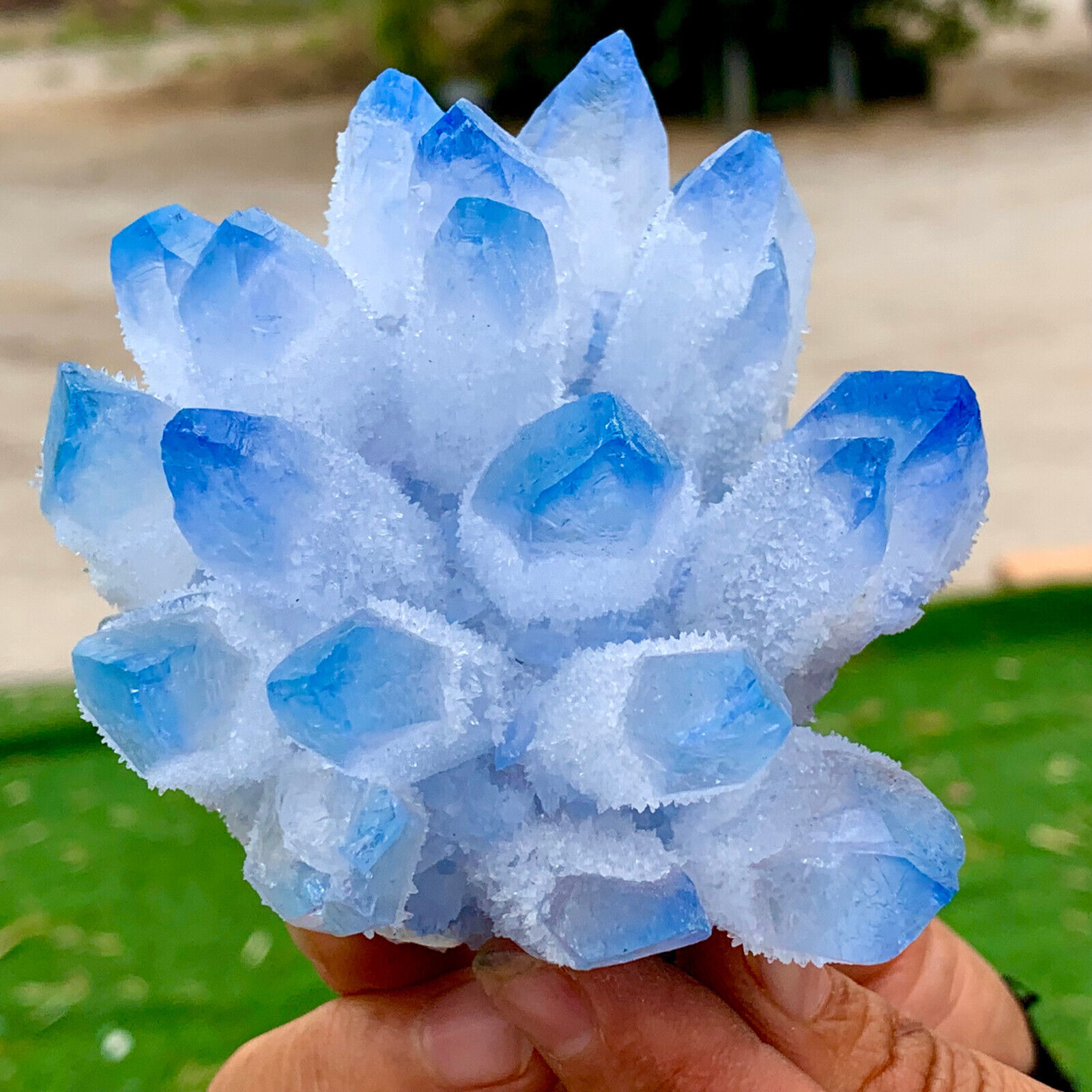 349G New Find sky blue Phantom Quartz Crystal Cluster Mineral Specimen Healing