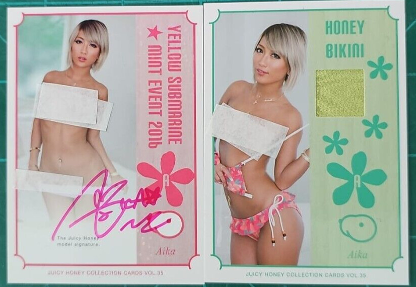 juicy honey cards, AIKA, set of 2 cards,autographed,bikini cards,