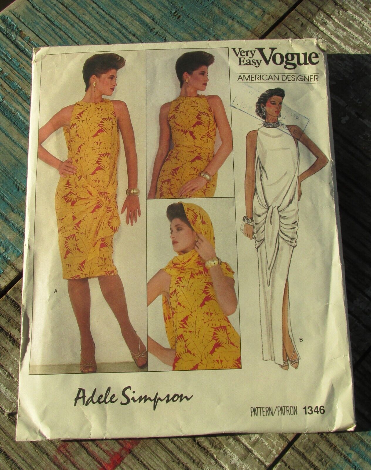 Vogue #1346 Sewing Pattern Adele Simpson Evening Dress Wrap size 10 Uncut FF