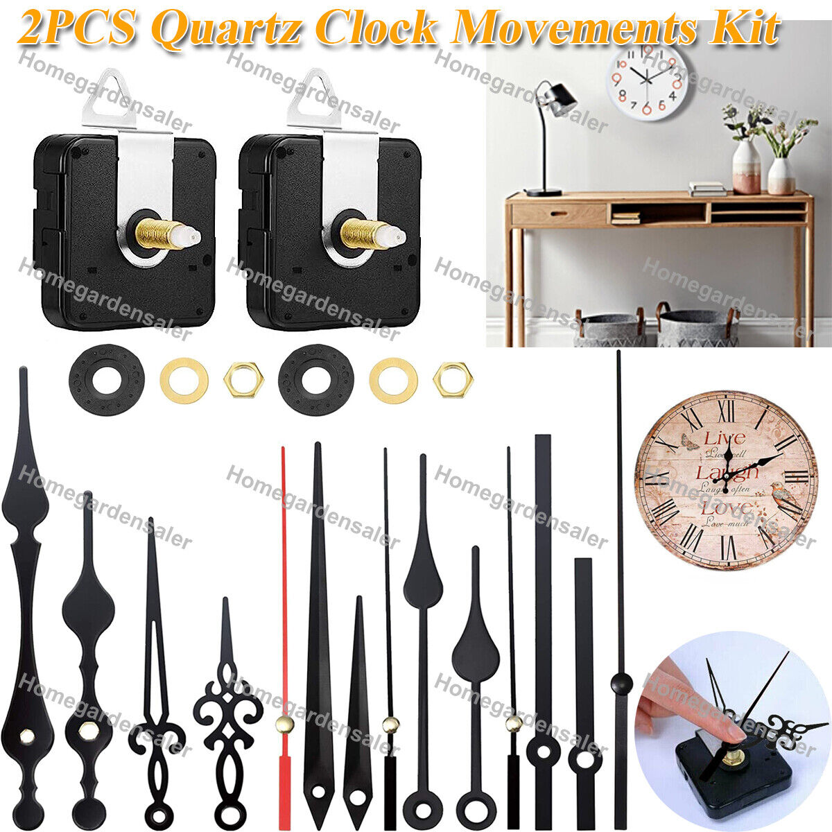 2PCS Quartz Wall Clock Movements Kit DIY Hands Motor Repair Parts Replacement US