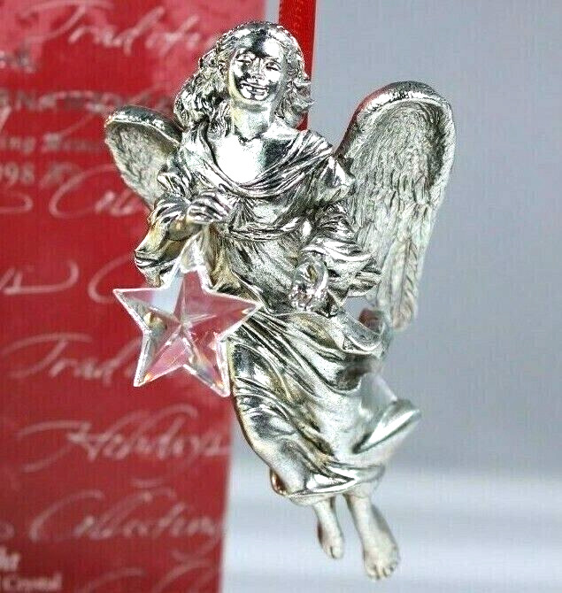 Hallmark Angelic Flight Keepsake Ornament 1998 Silverplated Lead Crystal Annvrsy