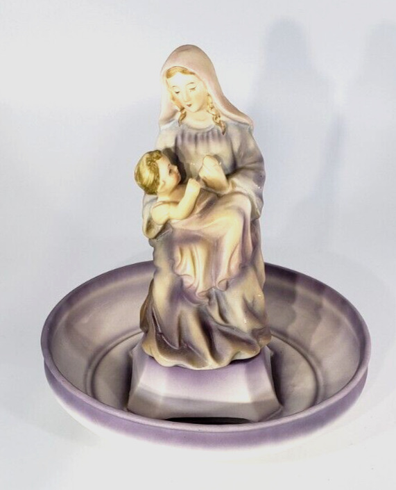 VTG Lefton Virgin Mary Statue Planter Jesus on Knee 8\