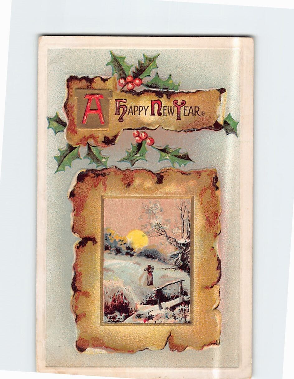 Postcard A Happy New Year Embossed Card