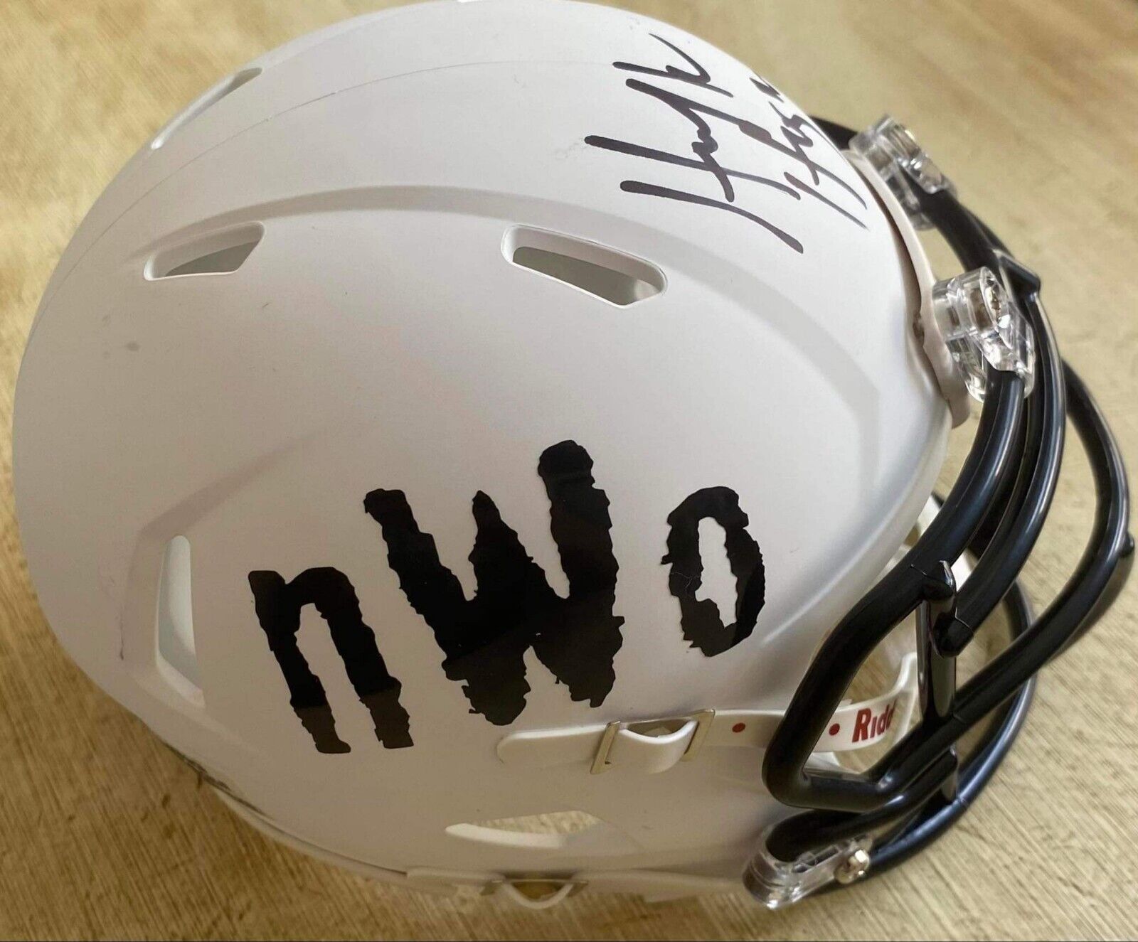 Hulk Hogan Signed NWO Mini Football Helmet AUTO PSA Sticker