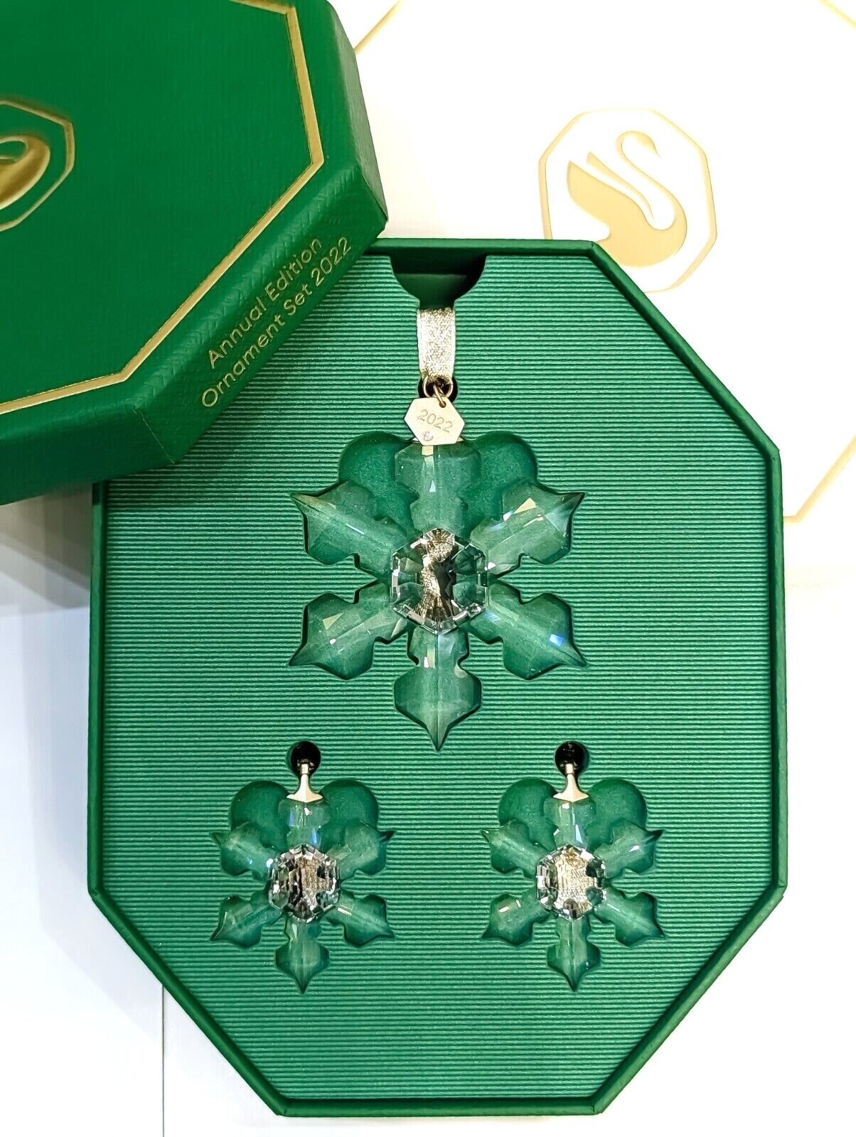 New 100% SWAROVSKI 5634889 Limited Annual Edition 2022 Ornament Gift Set of 3
