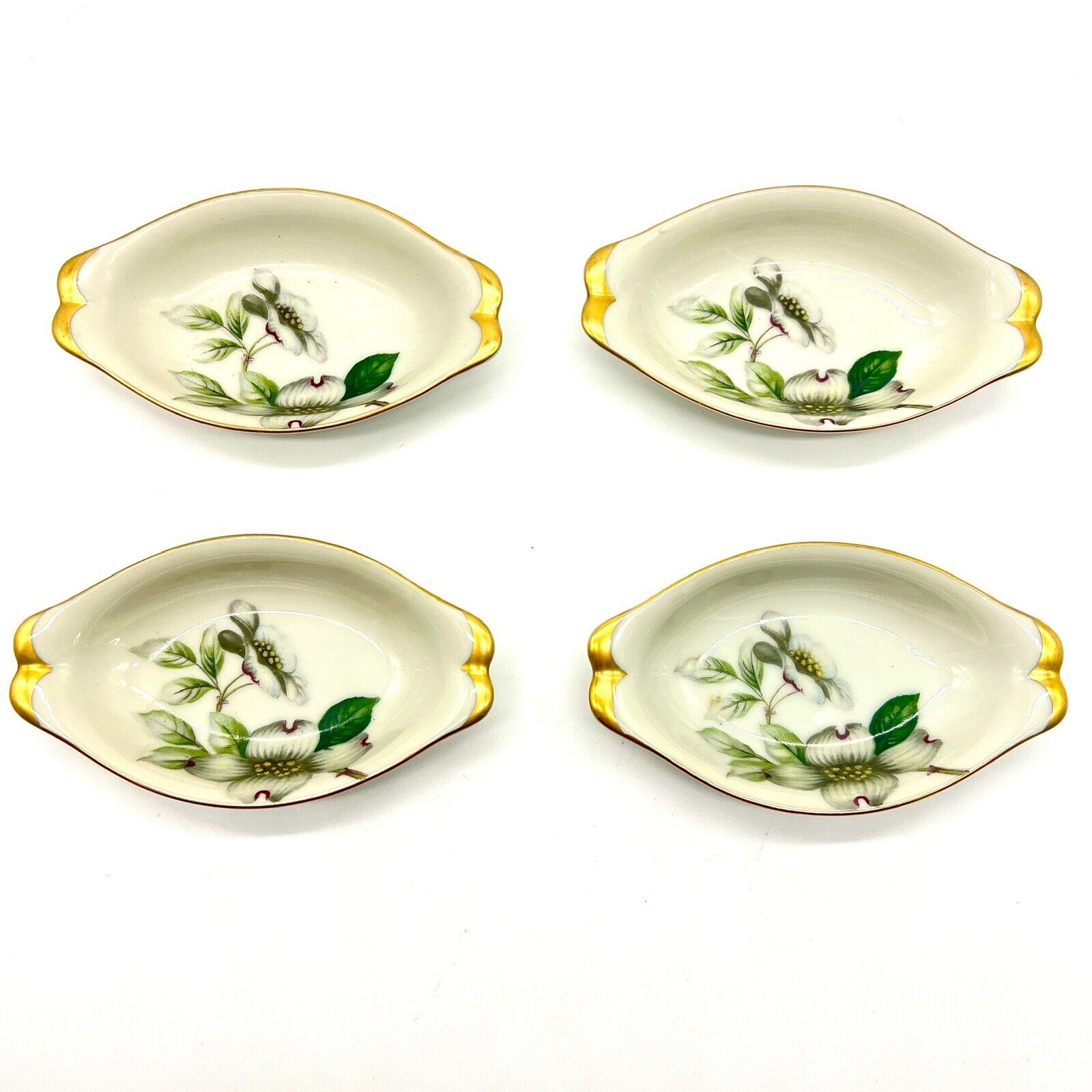 Vintage Meito Norleans Salt Cellars Butter Pats China Livonia Dogwood Japan 4pc