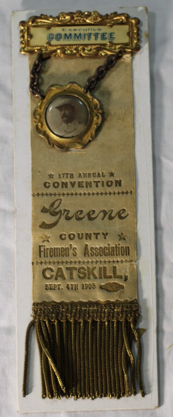 Vintage 1905 Firemen's Association Medal - Greene County Catskill Executive Comm