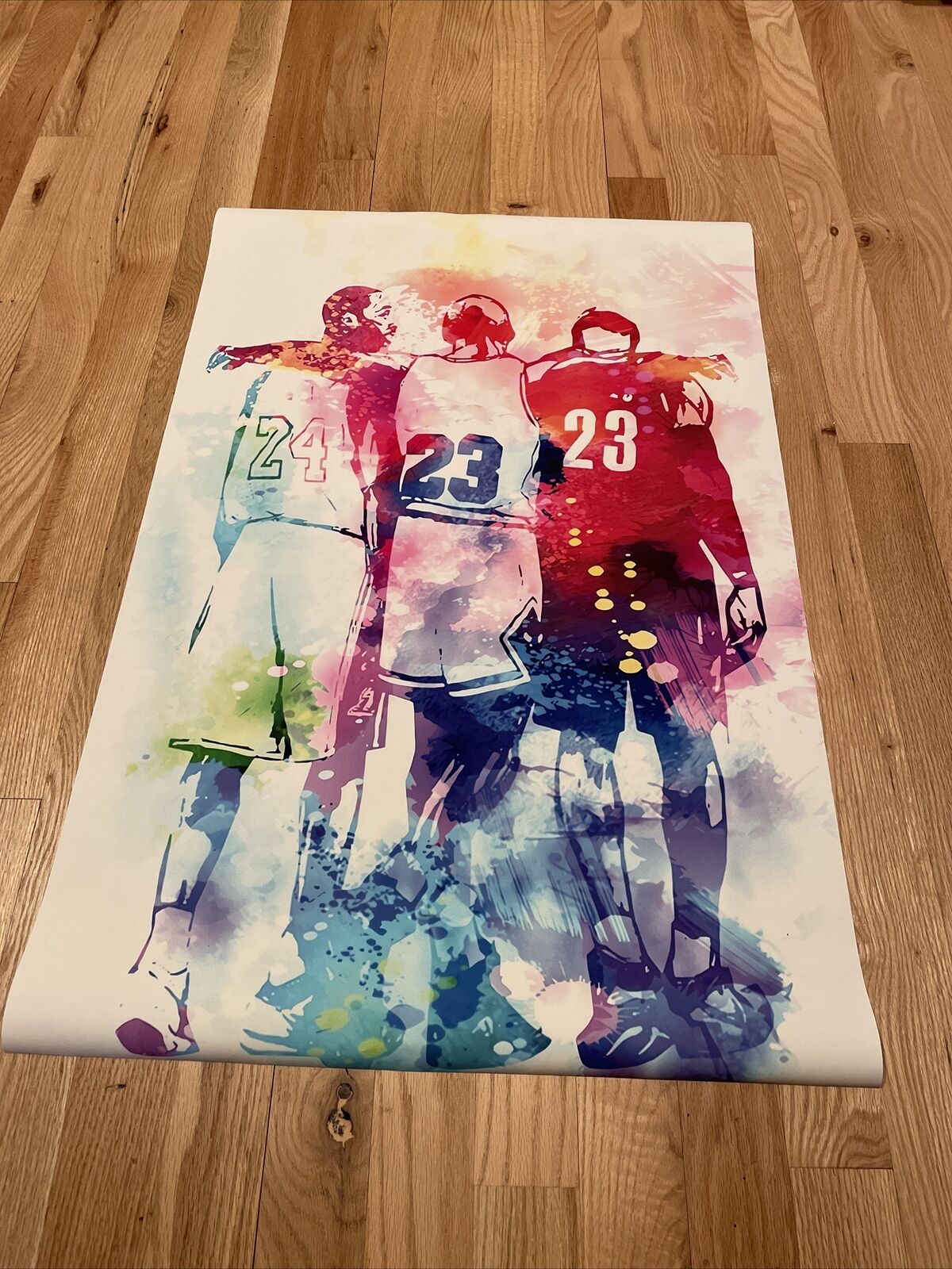 Watercolor Kobe Bryant, Michael Jordan, LeBron James Canvas Poster 19.7x29.5in