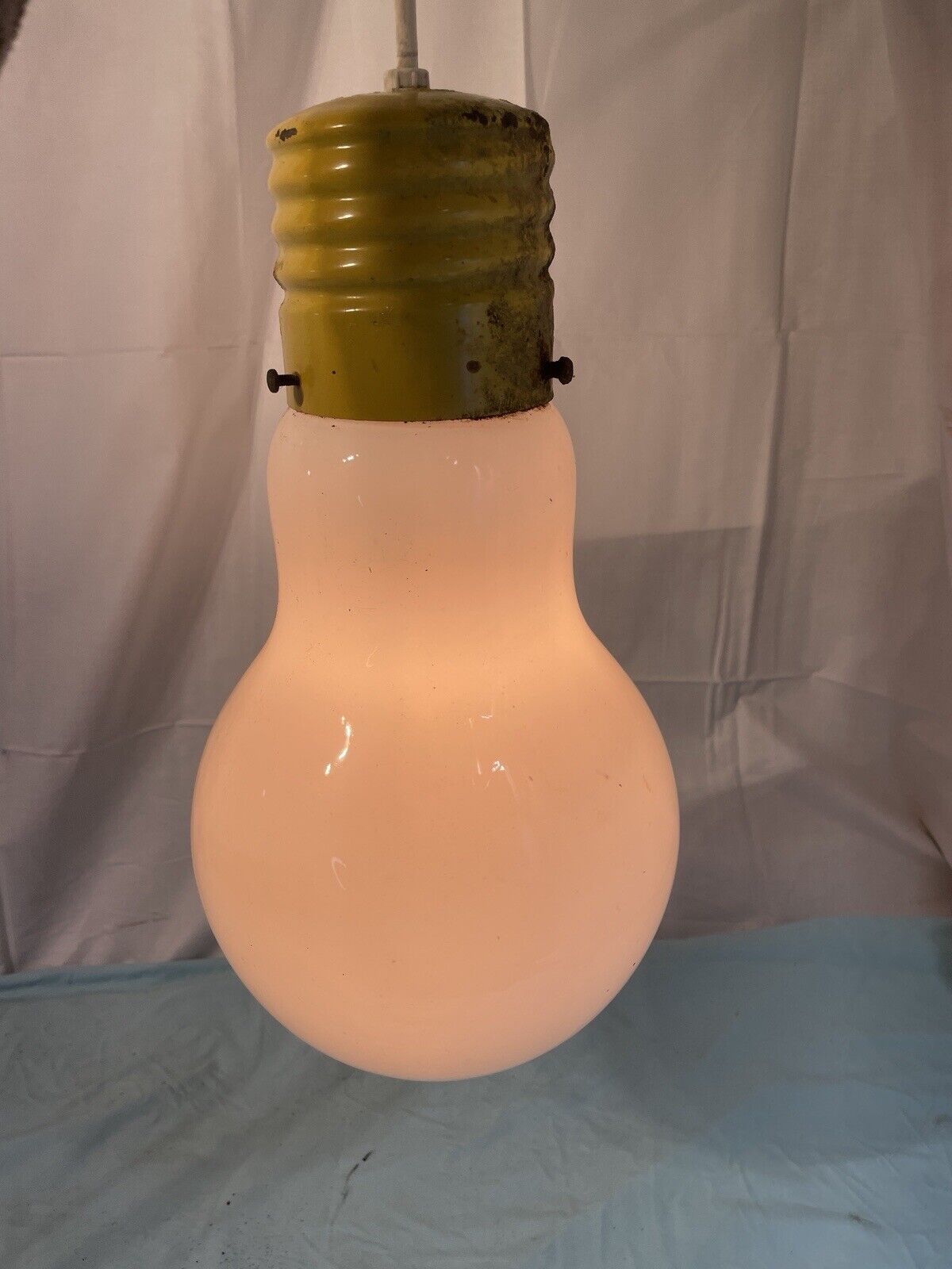 1970s 60’s Pop Art MCM Retro Hanging Giant Glass Light Bulb Swag Ceiling Lamp