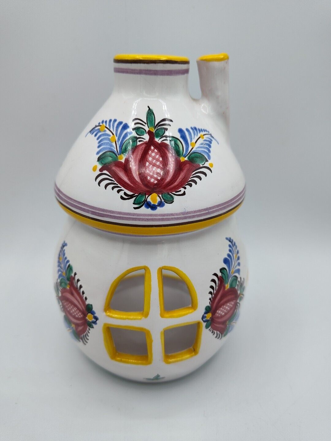 Vintage Italy Art Pottery Tea light Fairy House Artist signed
