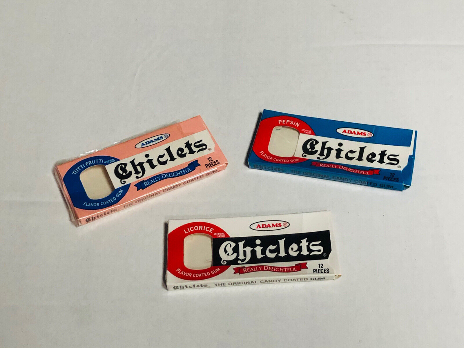 Collectible Vintage Adams Chiclets Tutti Frutti Pepsin Licorice Gum Boxes