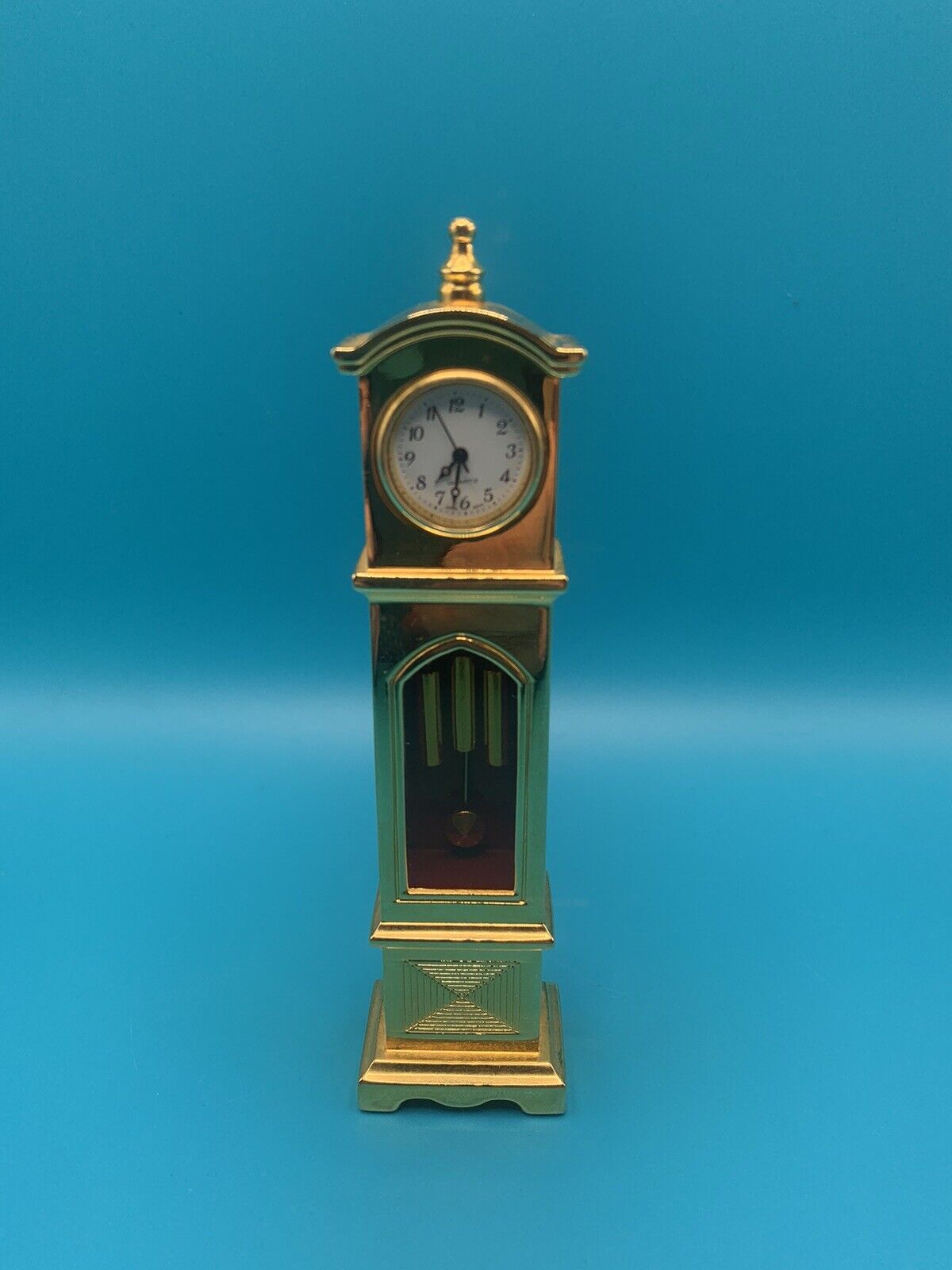 Brass Miniature Quartz Analog Grandfather Clock Japan Movement Chimes inside