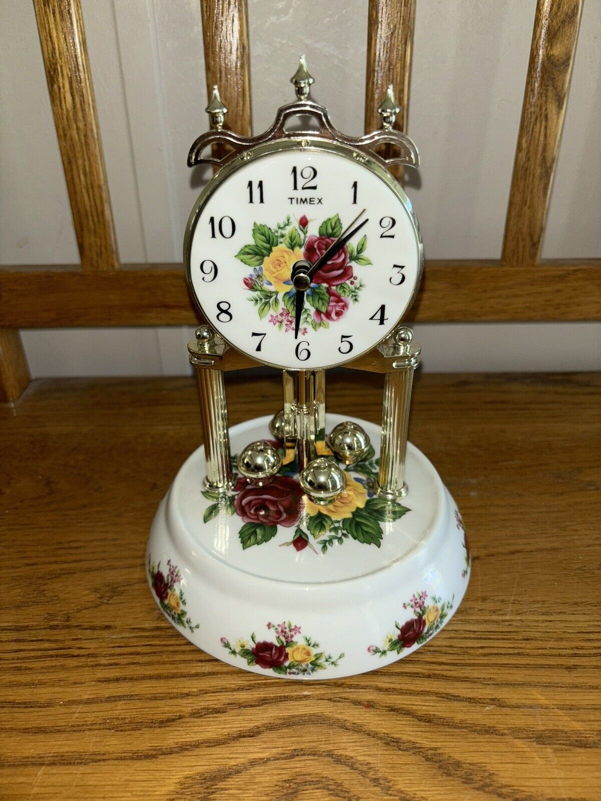 Vintage Timex Country Rose Anniversary Clock- No Dome Included Grannycore