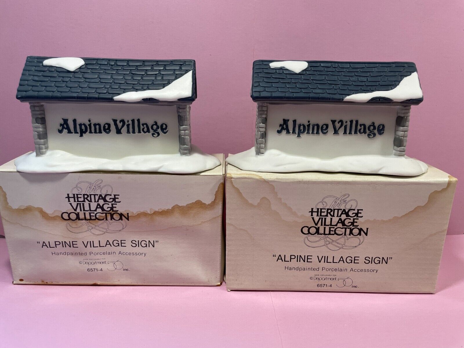 Dept 56 Heritage Village PAIR of ALPINE VILLAGE SIGNs IN BOX 6571-4