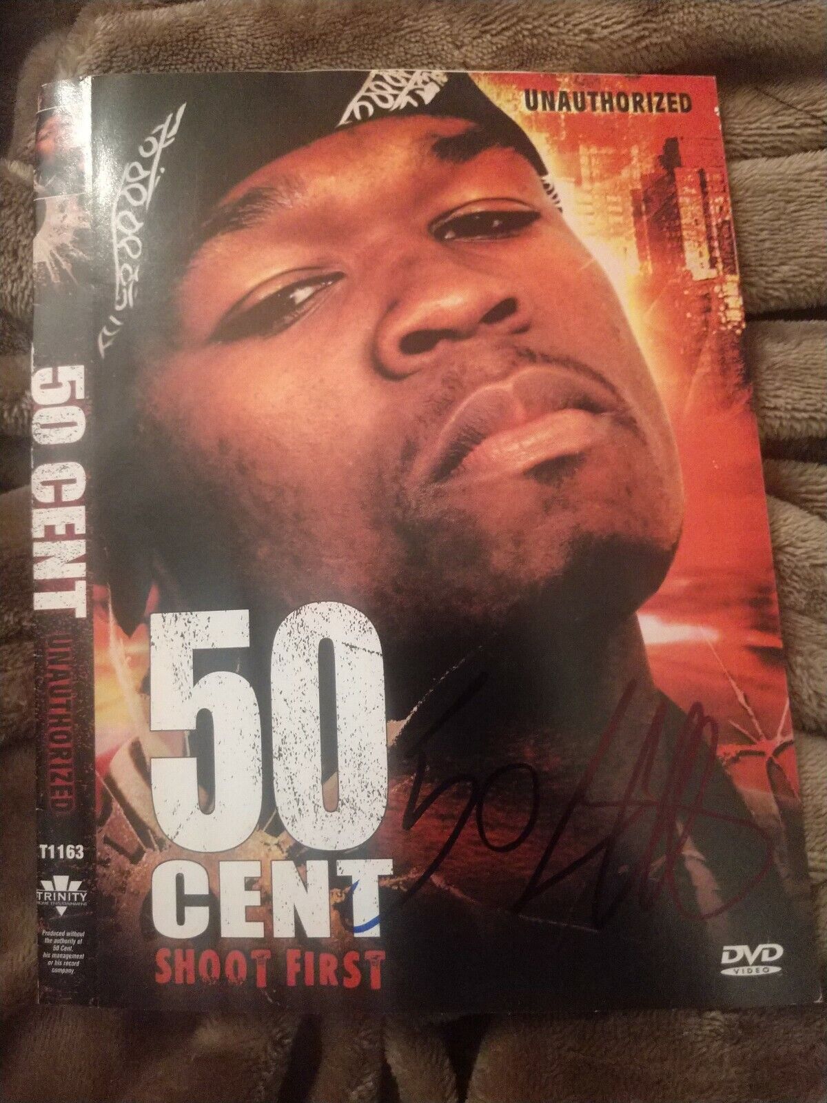 50 CENT SIGNED SHOOT FIRST DVD COVER DIE TRYING RAP LEGEND W/COA+PROOF RARE WOW