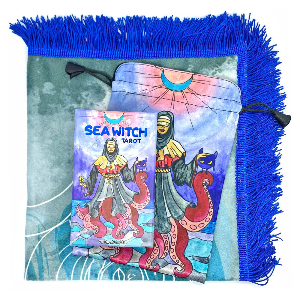 Set of Sea Witch Tarot, Altar Cloth and Bag