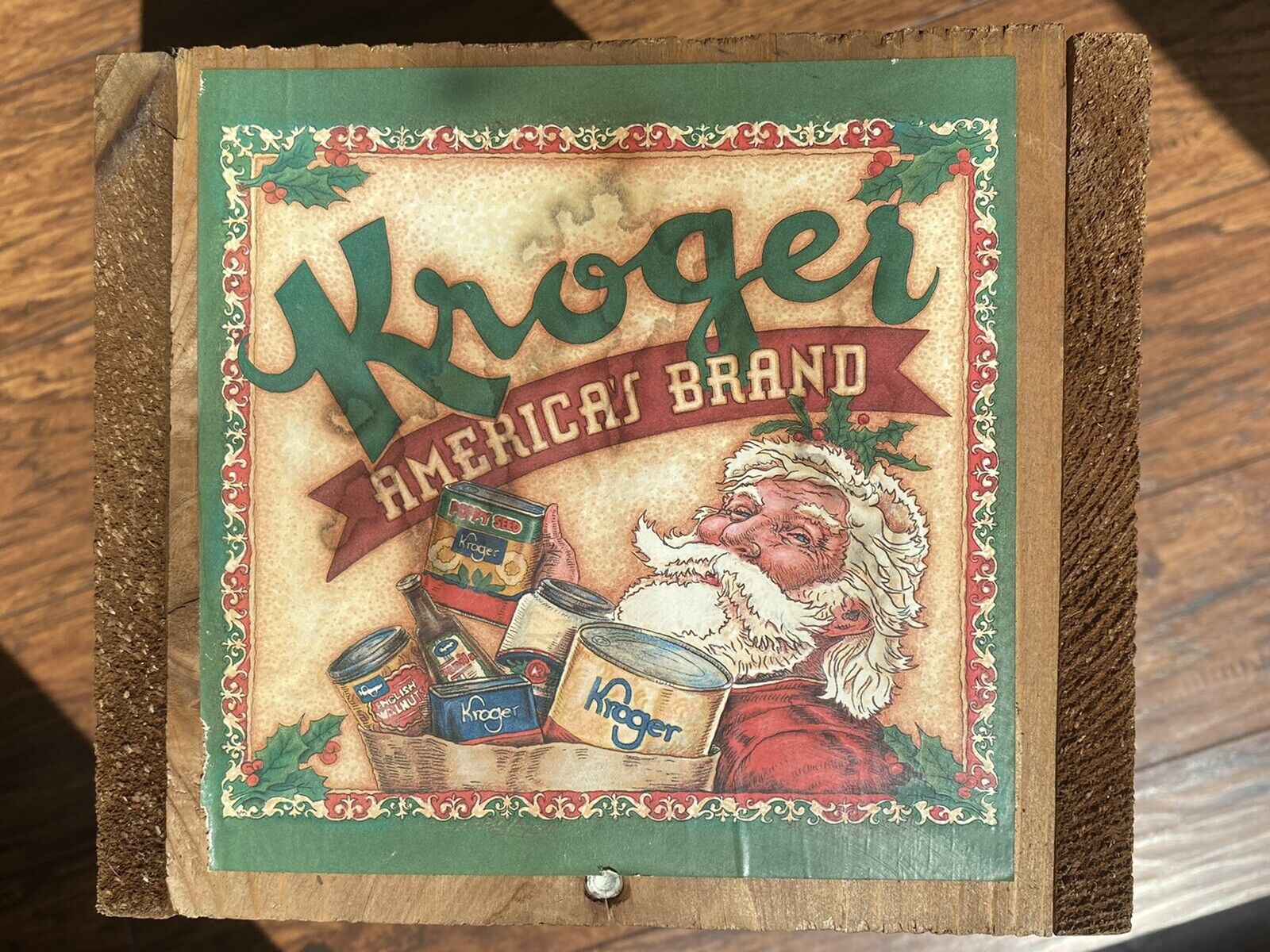 Vintage Kroger Wood Crate America\'s Brand Grocery Bakery Santa Claus Christmas