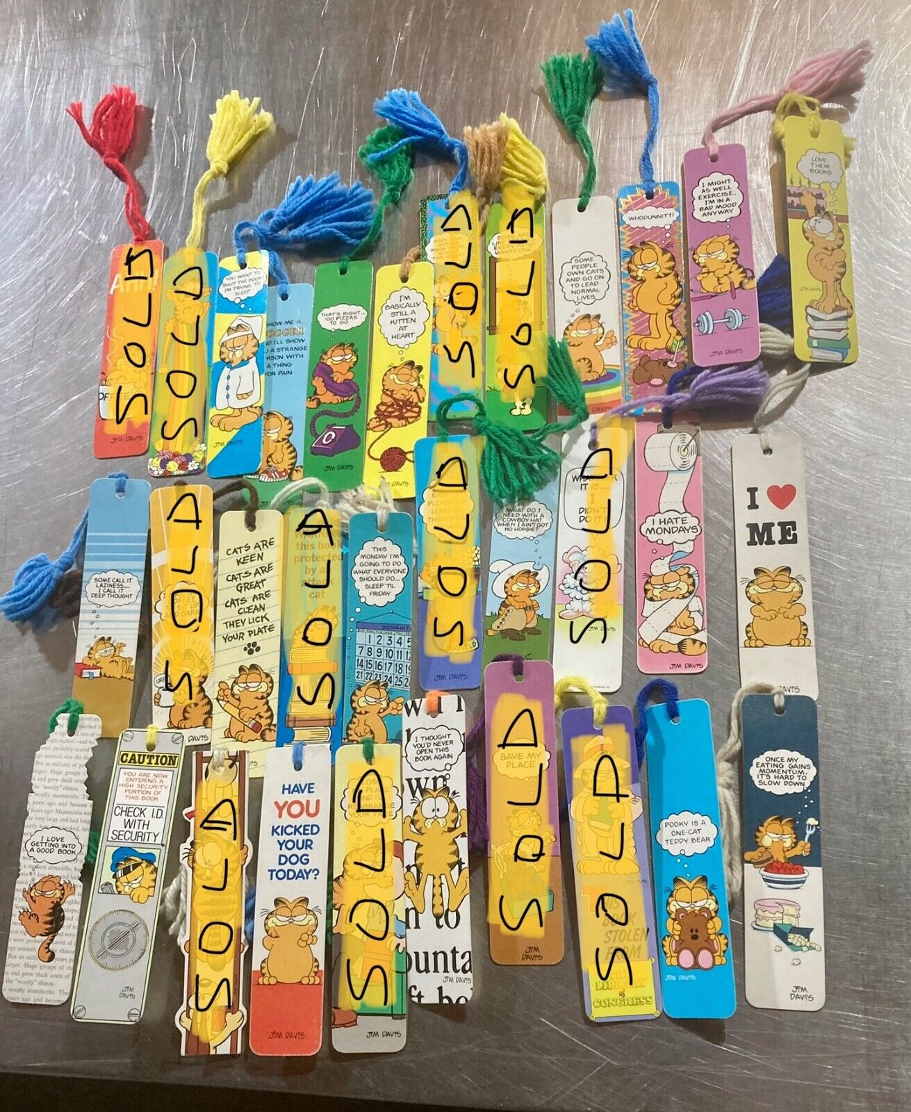 Vintage 1978 Garfield the Cat Yarn Tassel Bookmarks - Choose From 20 Varieties