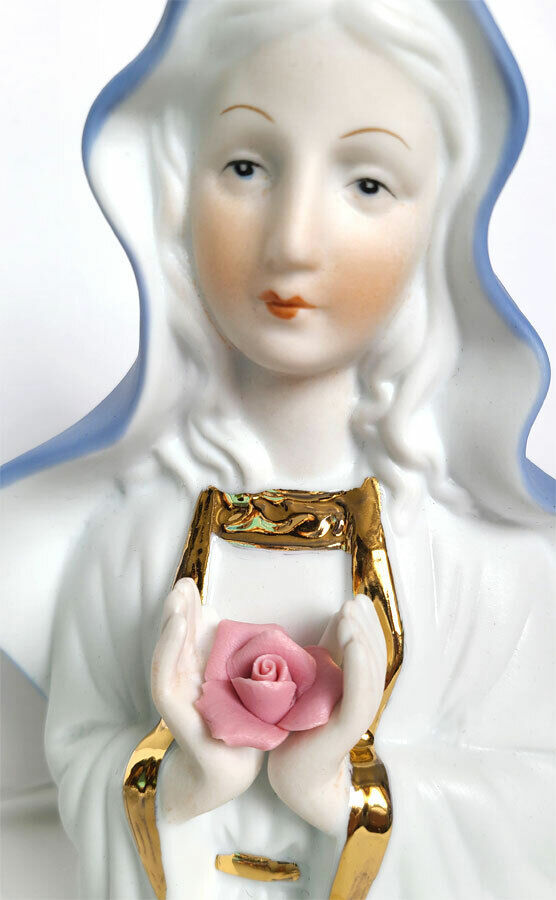 Vintage Sorelle Mother Virgin Mary w/Rose Porcelain Figurine Night Light  7.5\