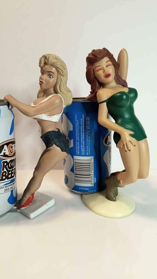 Vintage two Madonna Girls Bottoms Up R Demars Ganz Soda/Beer Can Holders Rare