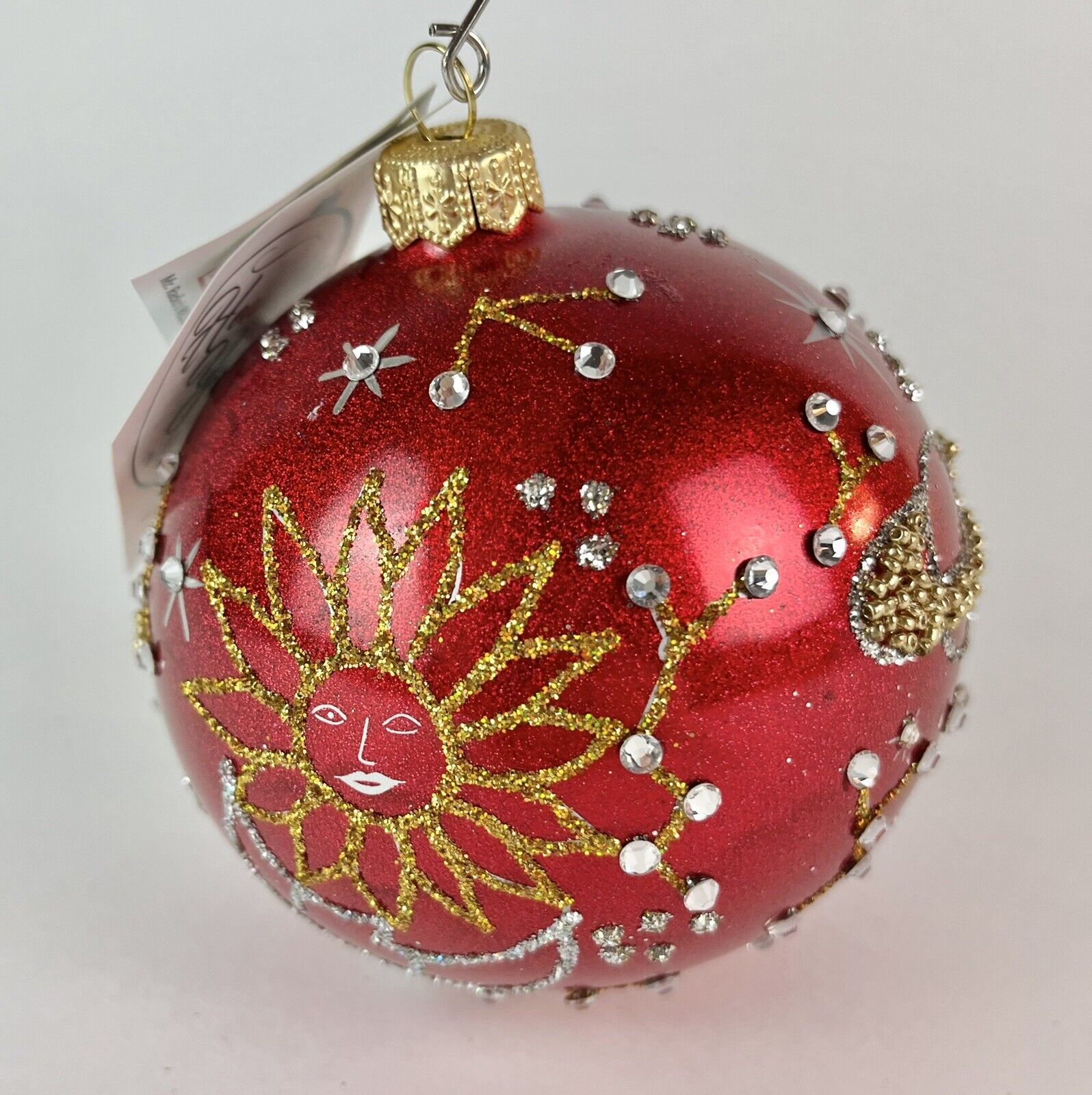 Heartfully Yours By Christopher Radko CELESTIAL Embellished 4” Red Christmas