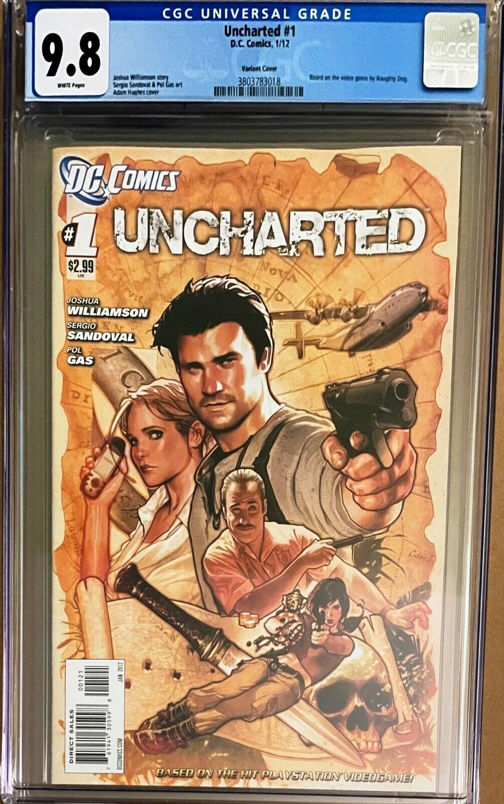 Uncharted #1 Adam Hughes Variant CGC 9.8 DC 2012 Nathan Drake Tom Holland Movie