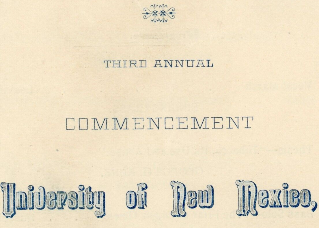Vintage University Of New Mexico Third Annual Commencement Program 11 June 1896
