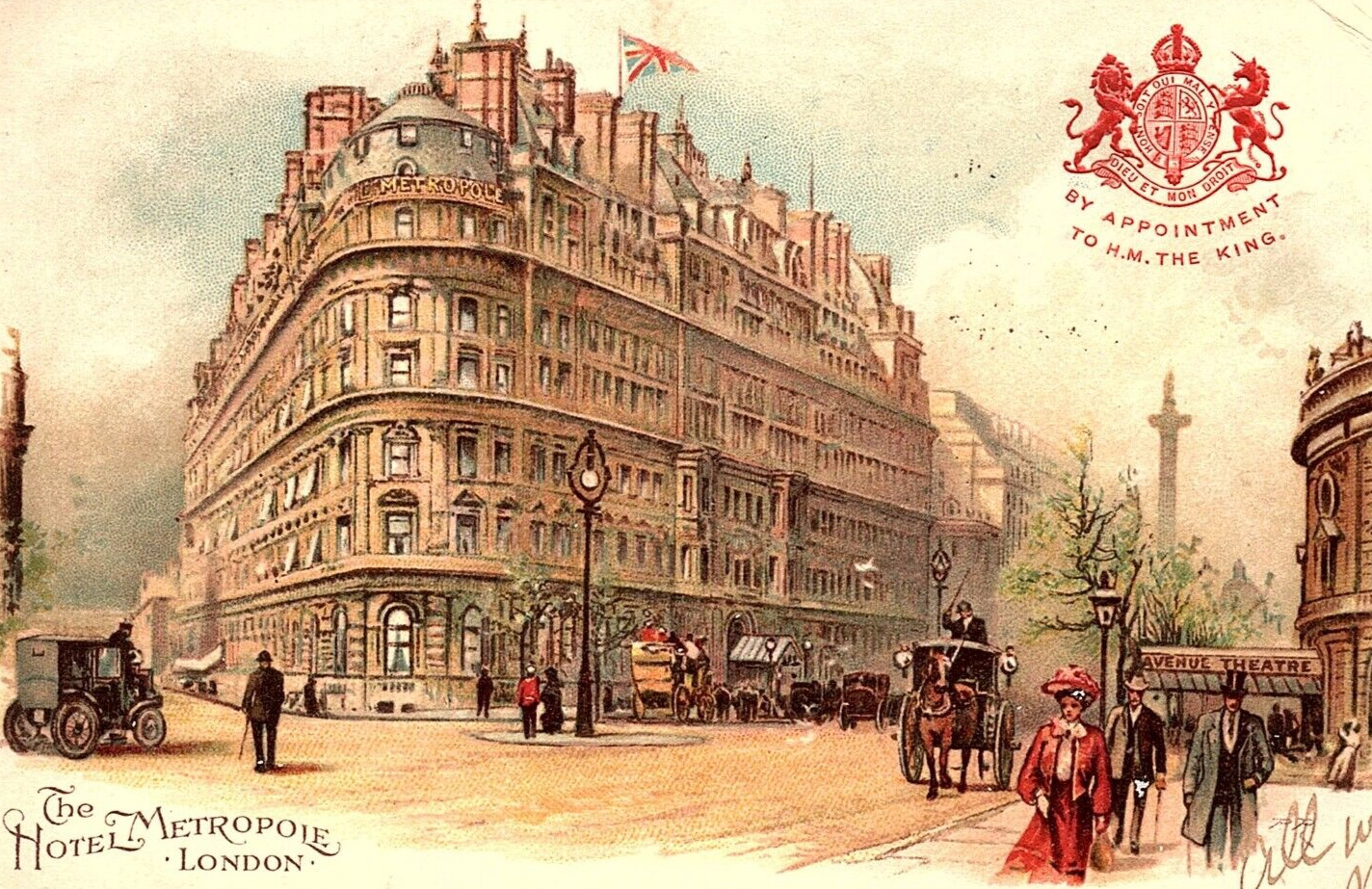 1906 HOTEL METROPOLE LONDON ENGRAVED SEAL APPT TO KING ADVERTISING POSTCARD P414