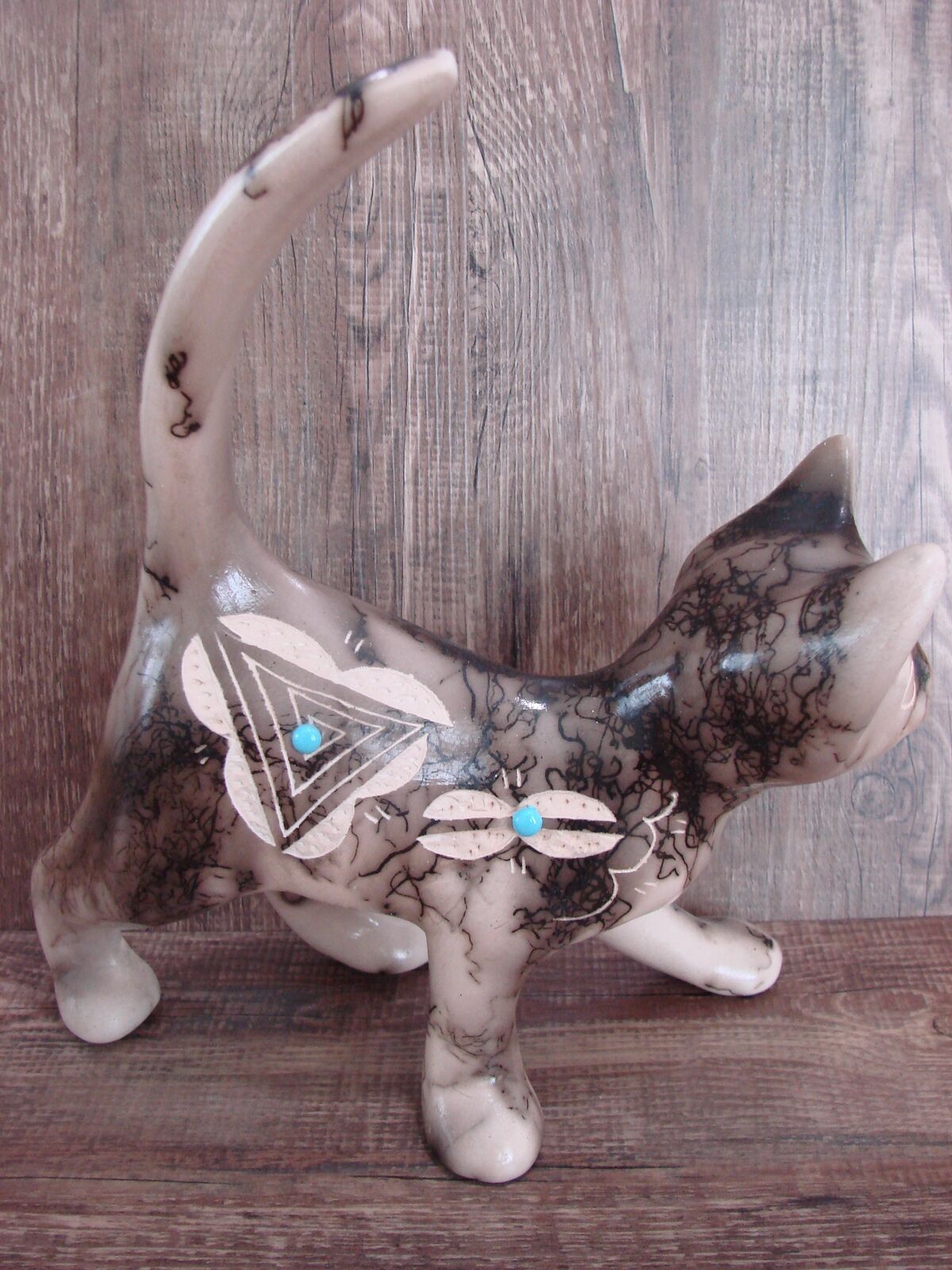 Navajo Pottery Horse Hair Cat Sculpture by Vail