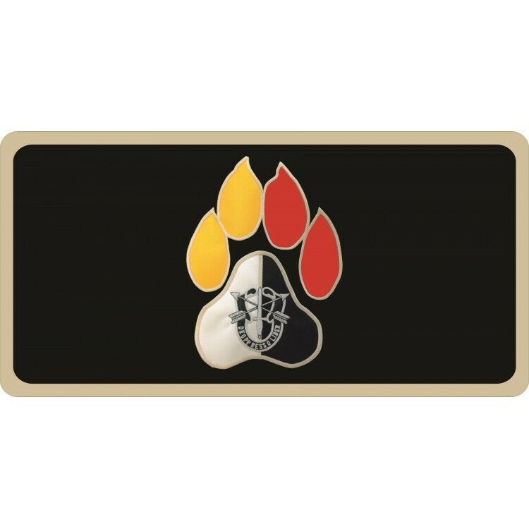 special forces k9 photo on black background military license plate