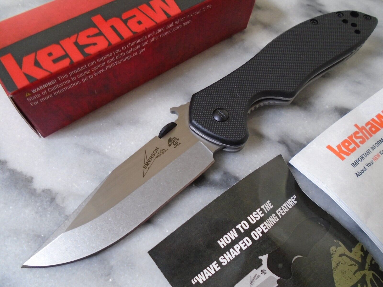 Kershaw Emerson Wave Pocket Knife Folder CQC-6K 6034 8Cr14MoV G10 7.75\