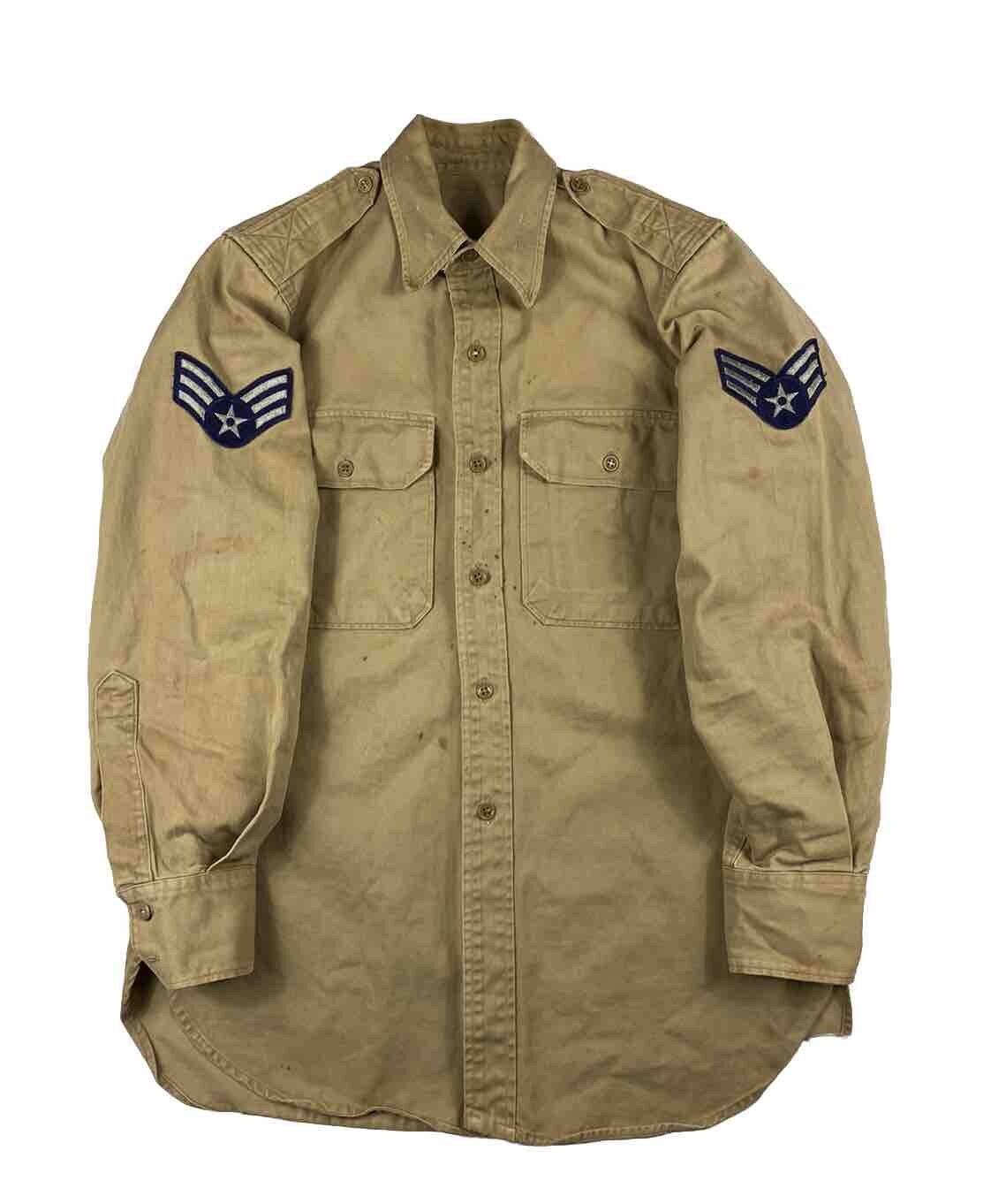 WWII Korean War Era 1951 Cotton KHAKI U.S. AIR-FORCE Khaki Shirt