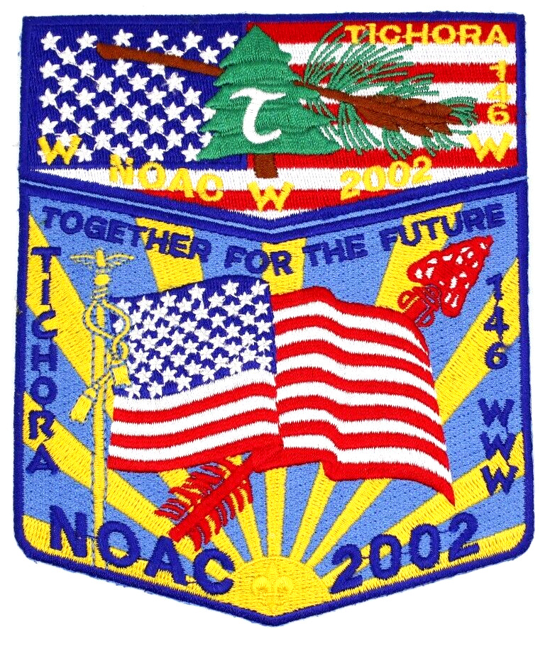 2002 NOAC American Flag Tichora Lodge Flap Set Four Lakes Council Patch WI OA