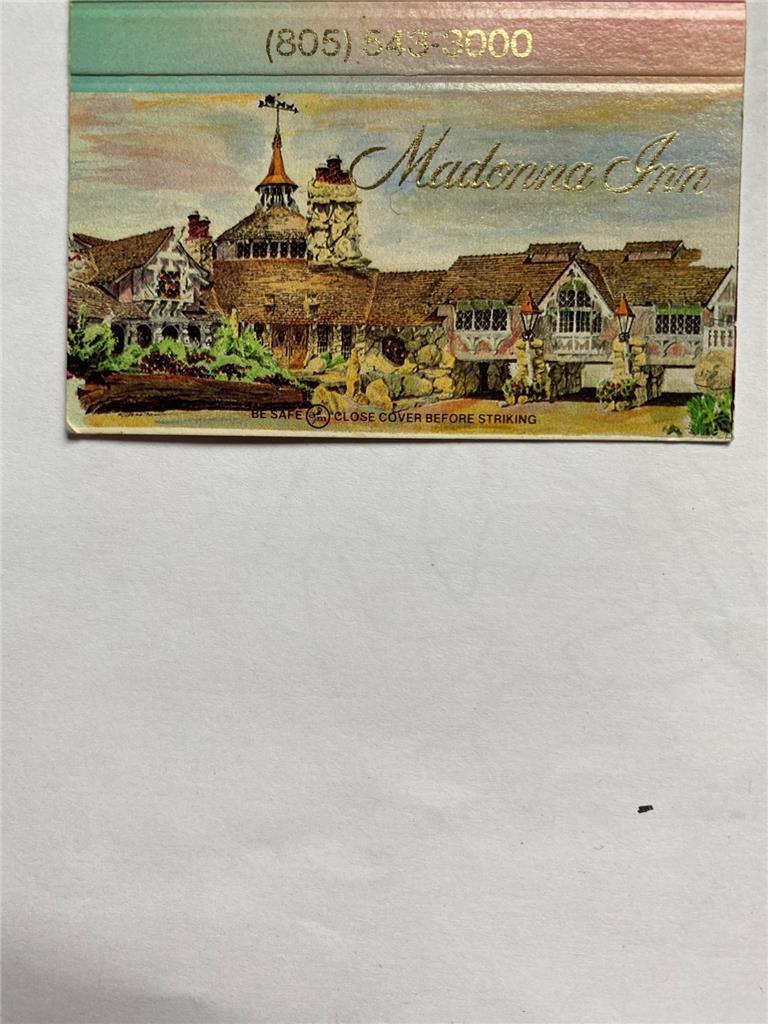 1980\'s Madonna Inn 100 Madonna Rd San Luis Obispo CA 40 STRIKE Matchcover