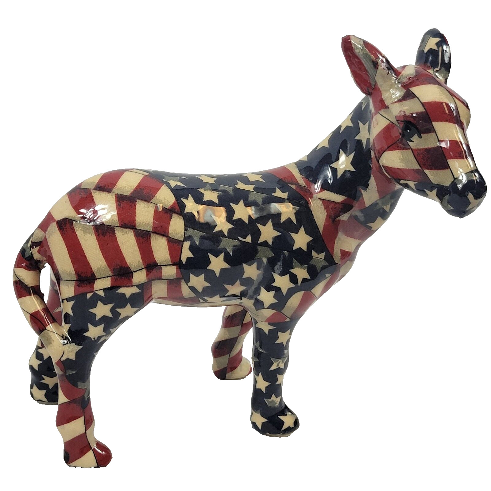 Donkey Figurine American Flag La Vie Porcelain Stars Stripes Patriotic USA Dem