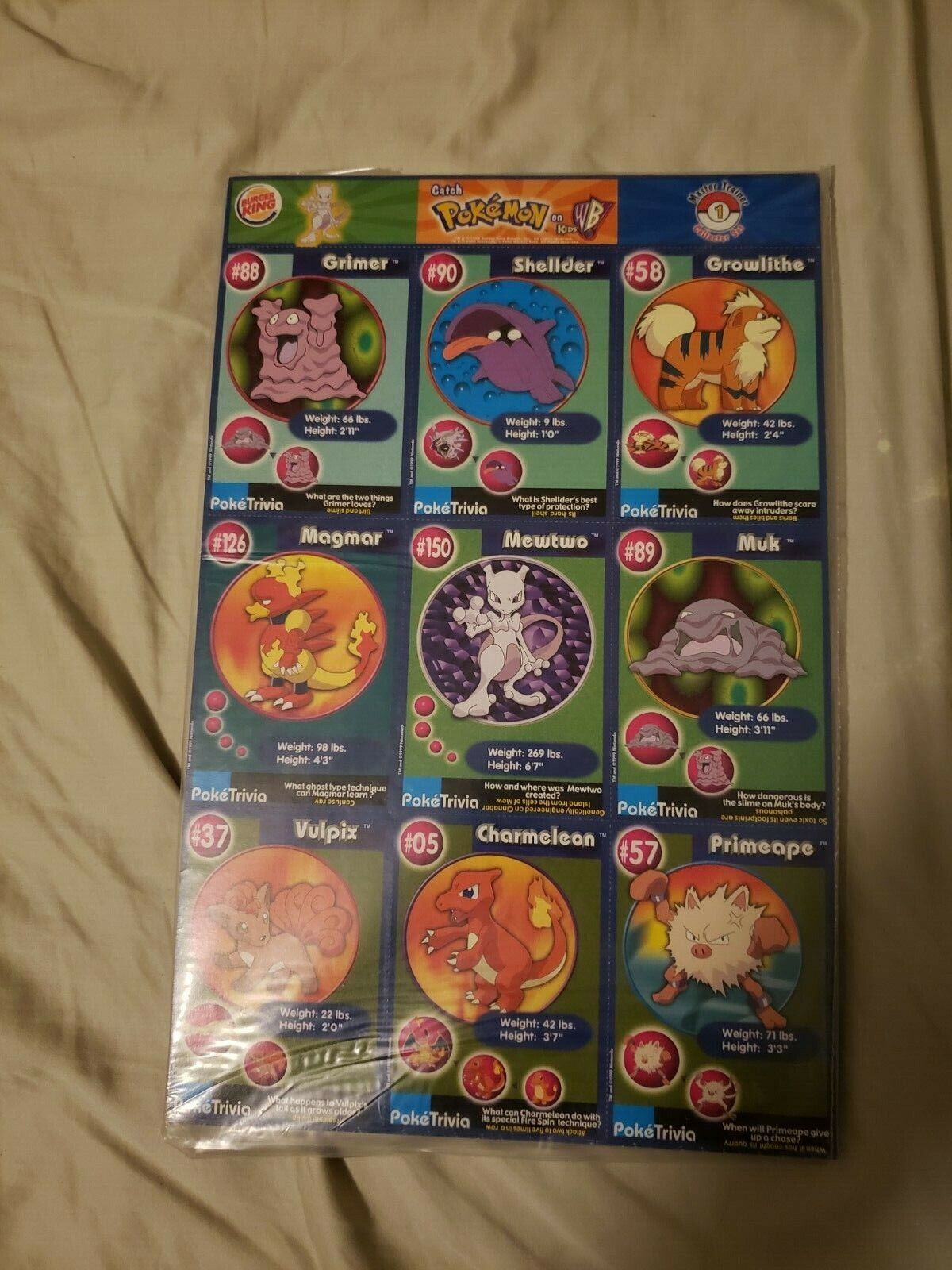 POKEMON 1ST MOVIE CARDS 1999 FULL SET OF 20 BURGER KING MASTER TRAINER ALL UNCUT