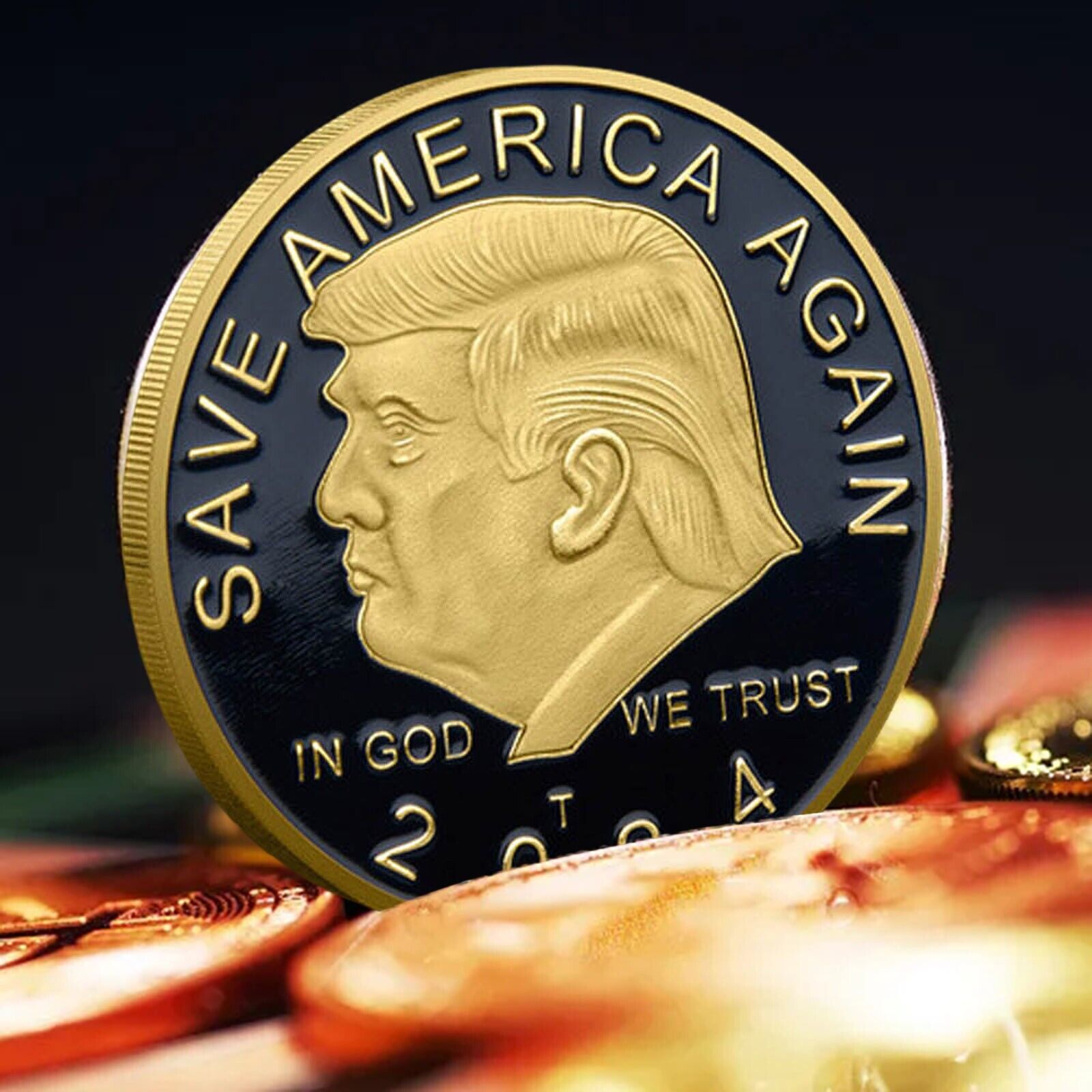 1 Pc Commemorative Coin 2024 Donald Trump EAGLE President SAVE AGAIN Metal Gold