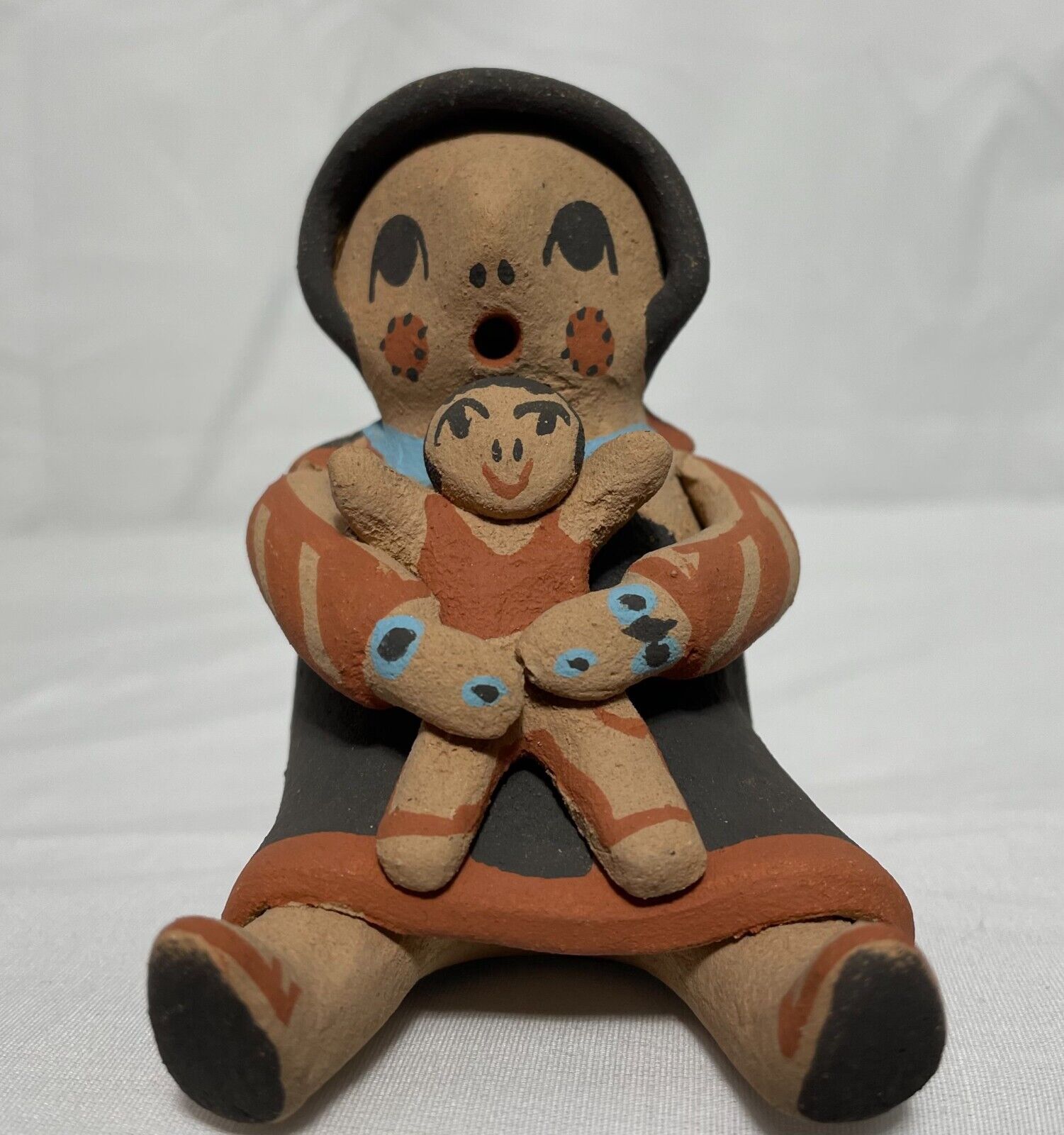 PB Tosa Jemez Pueblo Vintage Native Amferican Pottery Mother Child Doll