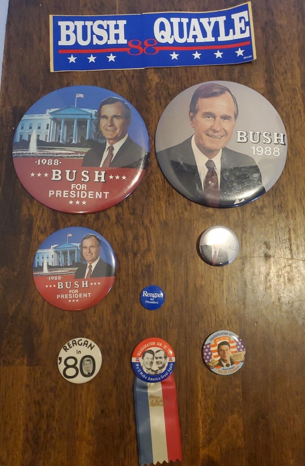 1980s Republican Ronald Reagan George Bush Political Campaign Pin Buttons 