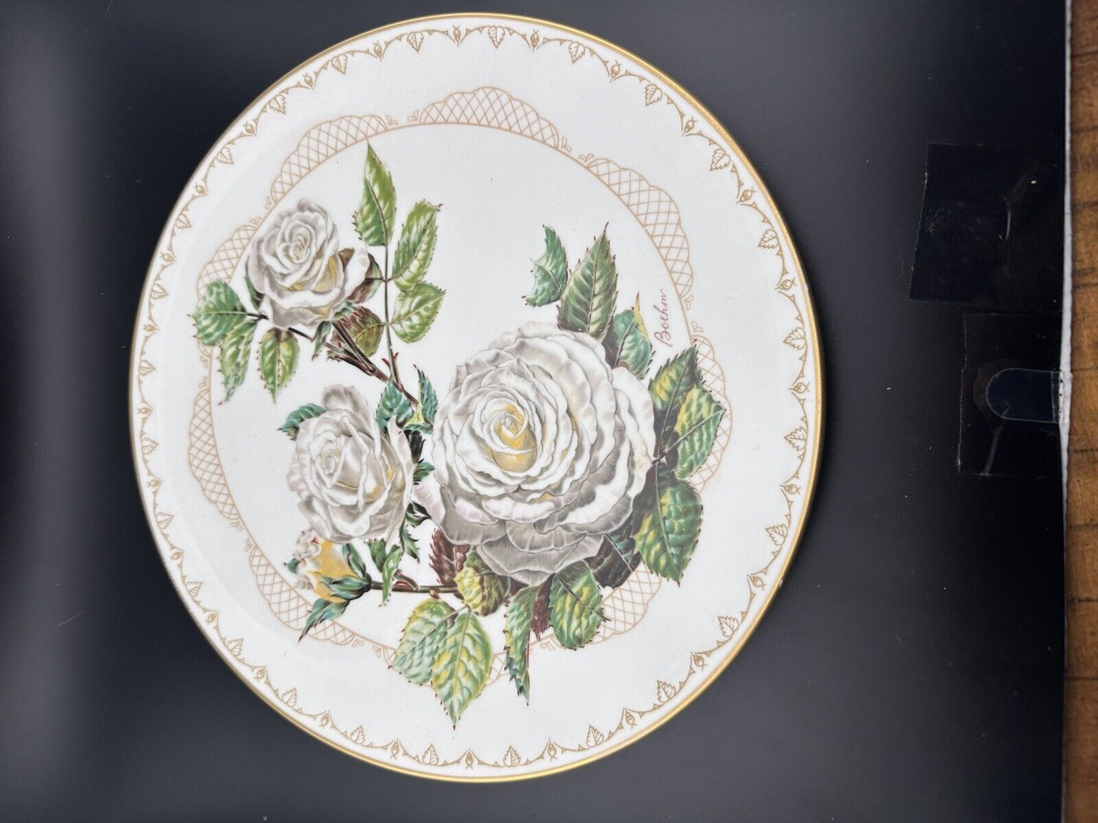Complete Set of 9 Boehm Rose Plates Limited Edition by Edward Marshall