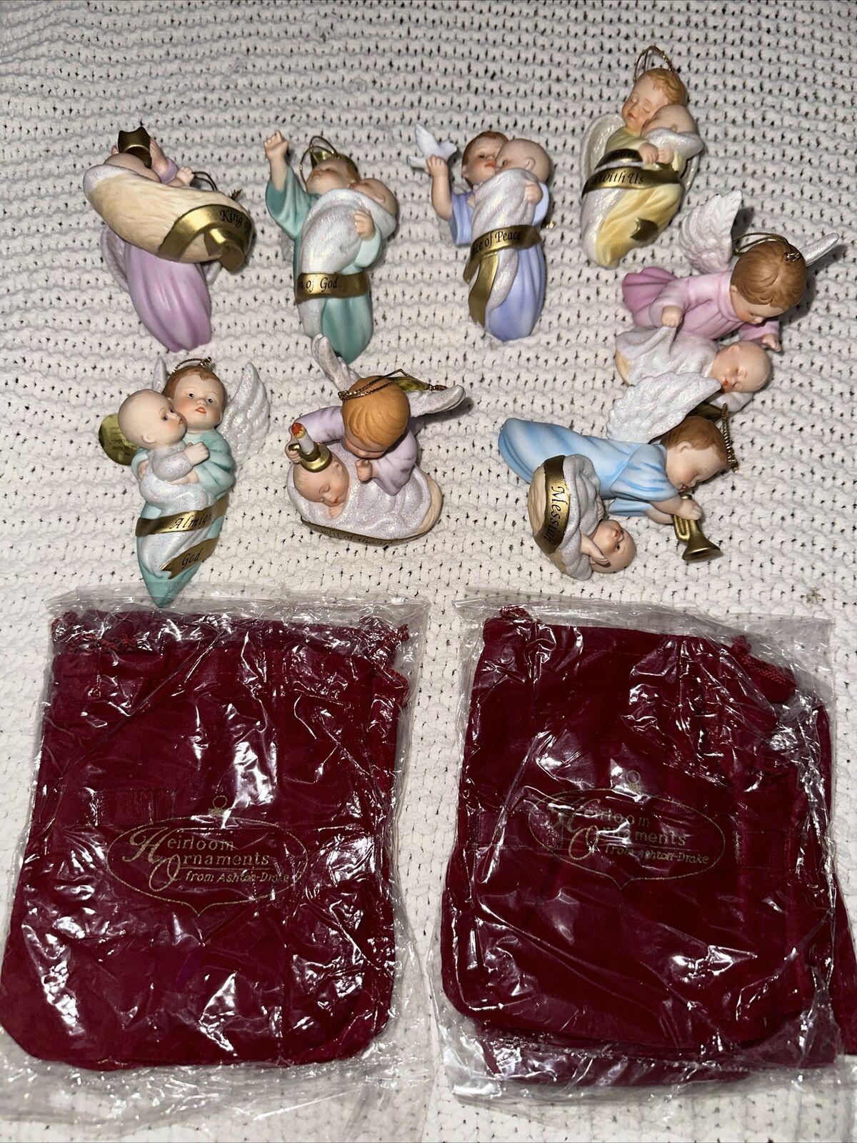 ashton-drake holly day angels heirloom ornaments Lot Of 8