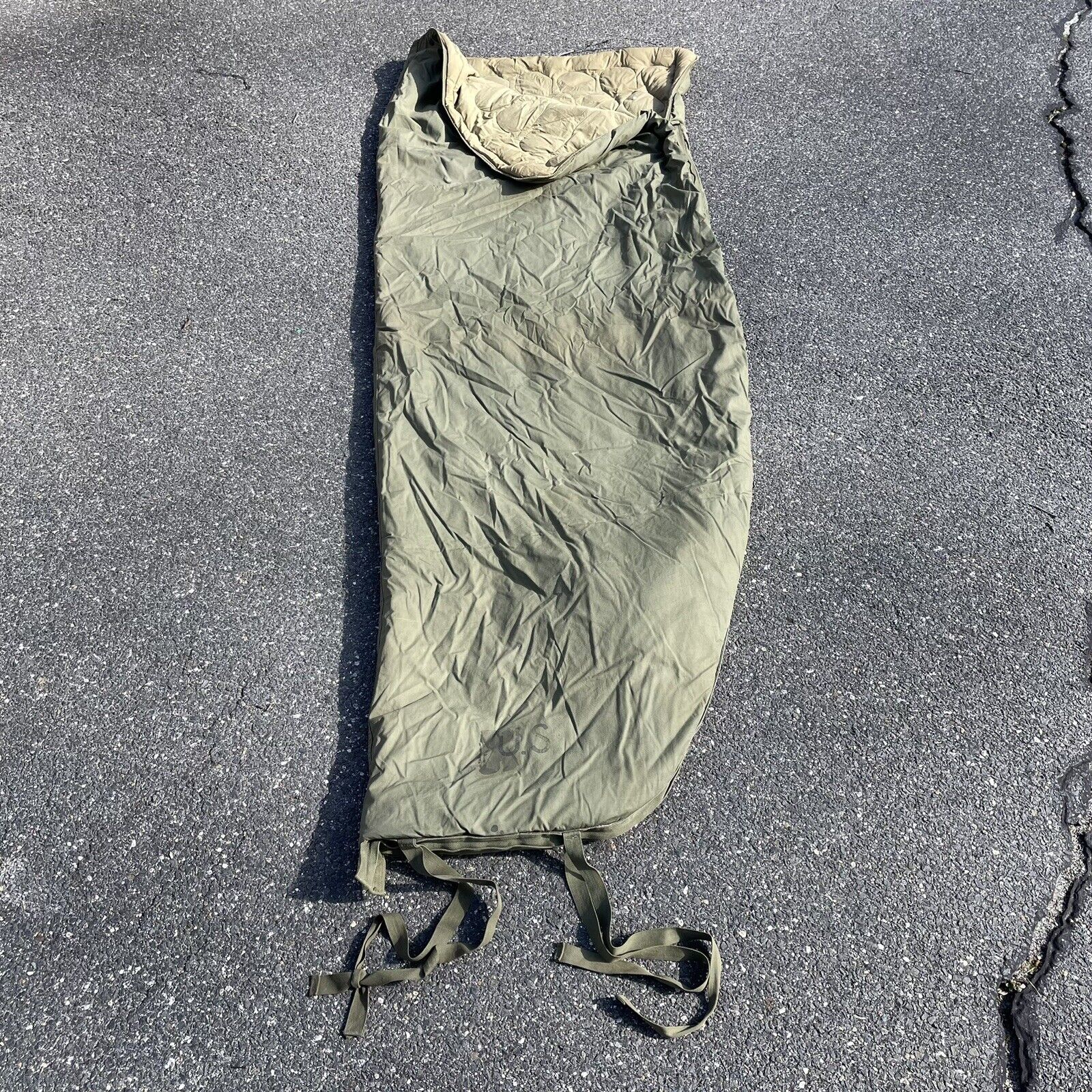 Vintage 1952 US Army Feather Filled Sleeping Bag Comforter 50s Military