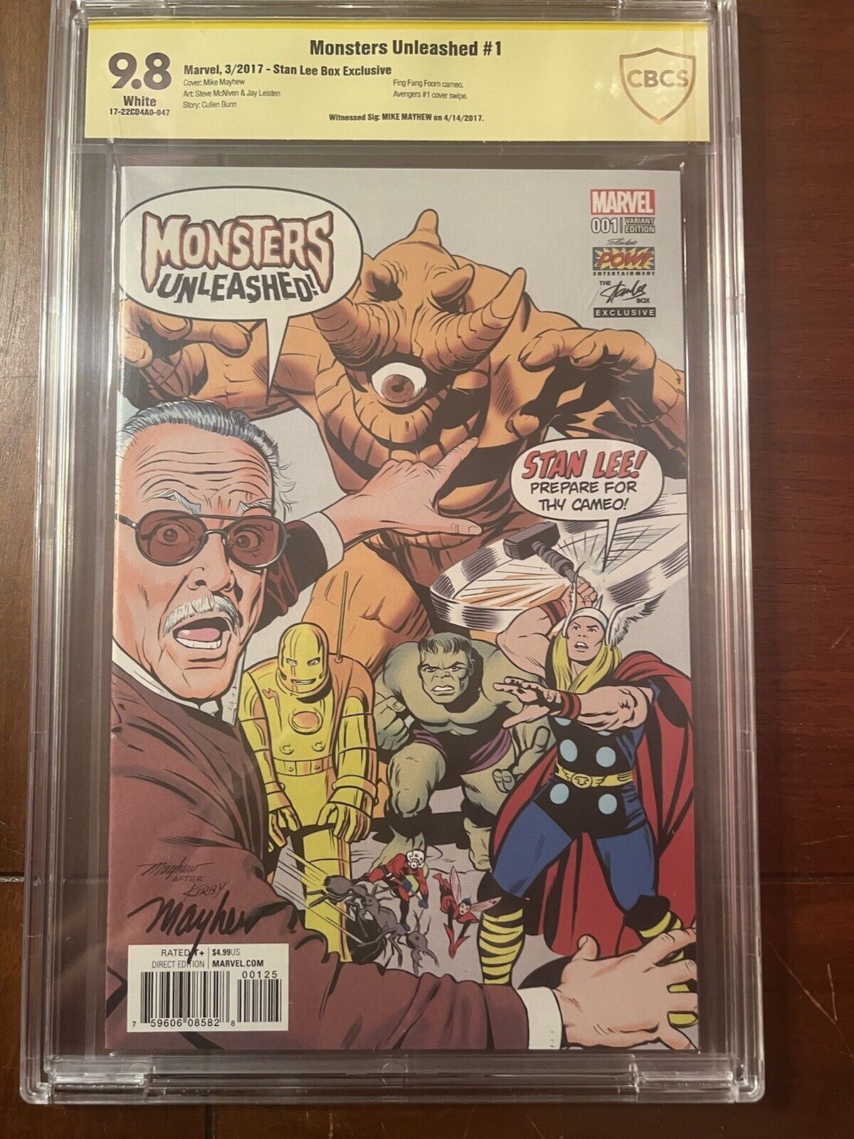 MONSTERS UNLEASHED #1 3/17 STAN LEE BOX VARIANT CBCS 9.8 SS MAYHEW SUPER RARE