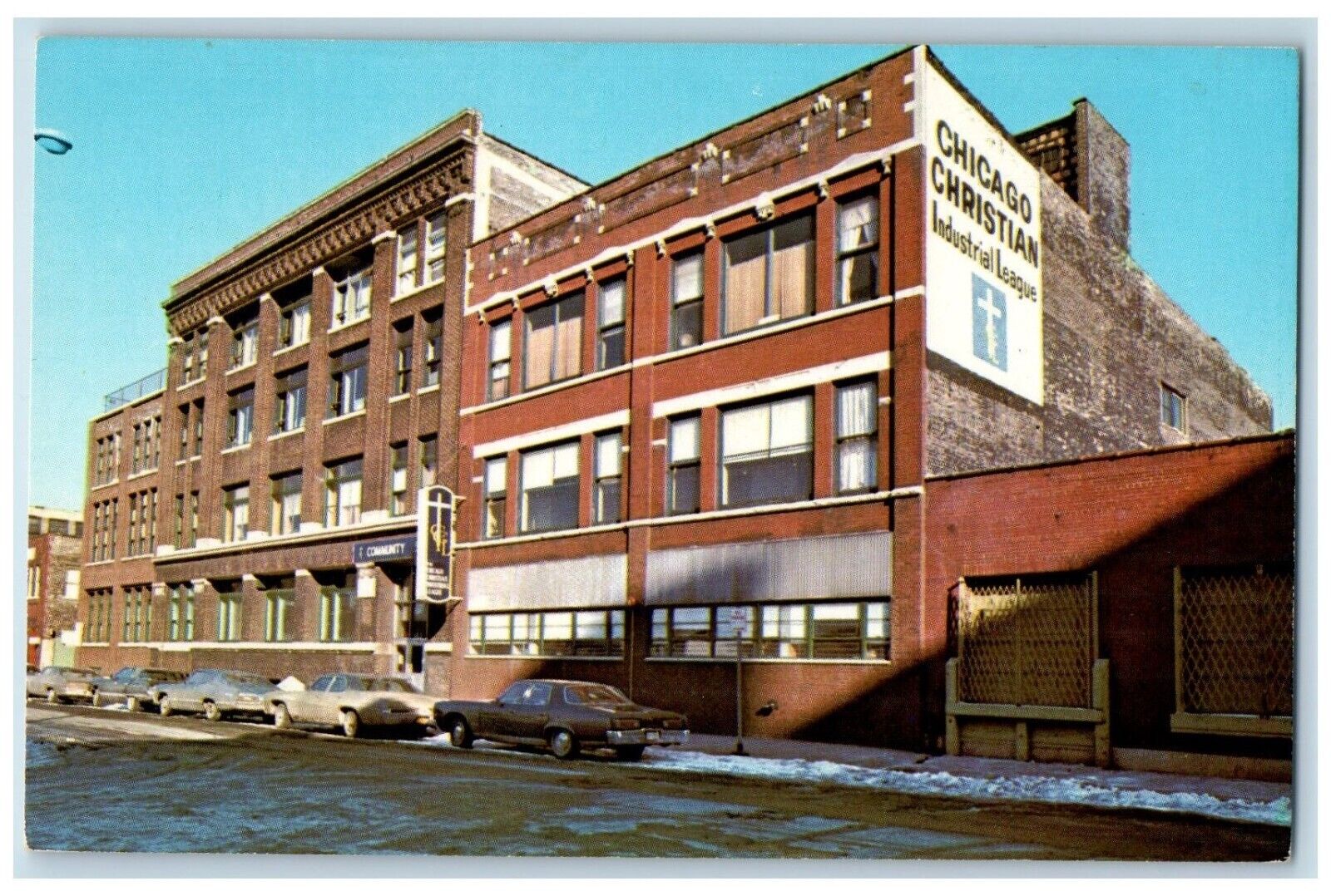c1950\'s Chicago IL, Christian Industrial League Building Cars Vintage Postcard
